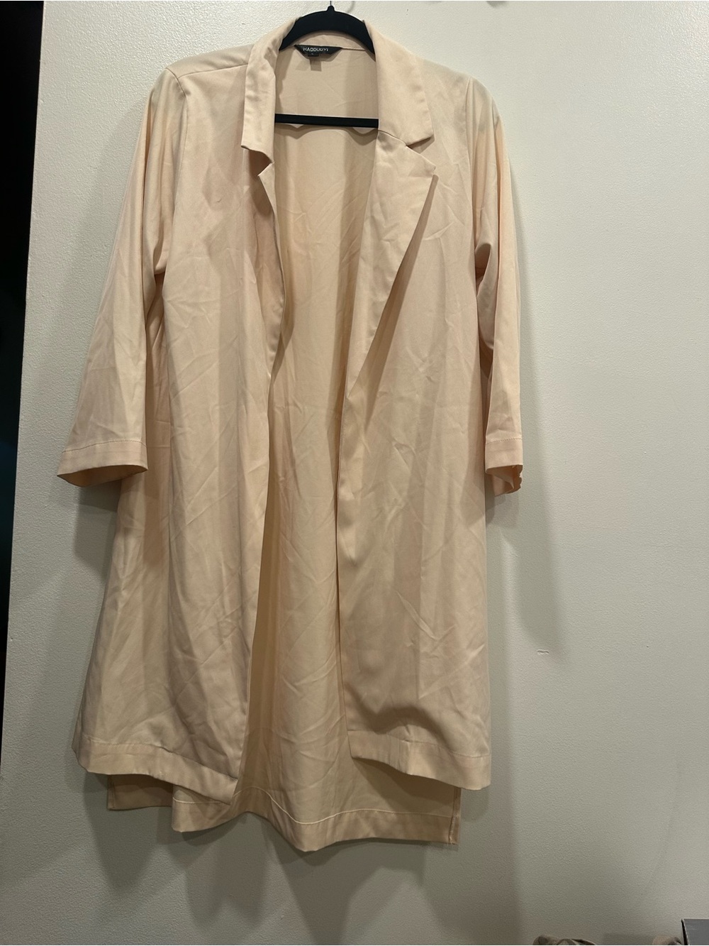 HAODUOYI Lightweight Cream Open-Front Robe Jacket